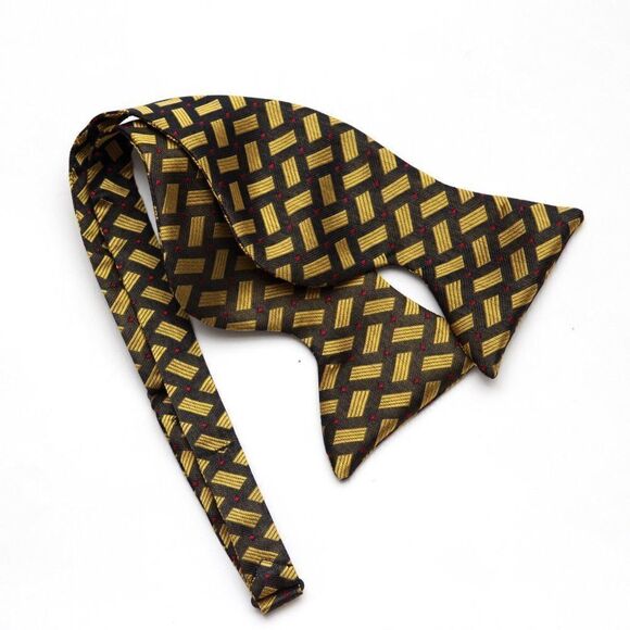 Men's Self-tied Bow Tie 100%Silk Big Butterfly Mustard Ornament S660 - Picture 3 of 14